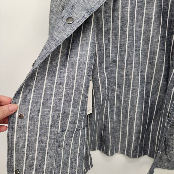 NWT Chico's Reversable Linen Indigo Stripe Jacket  Women's 2 (Large 12) - Picture 14 of 15